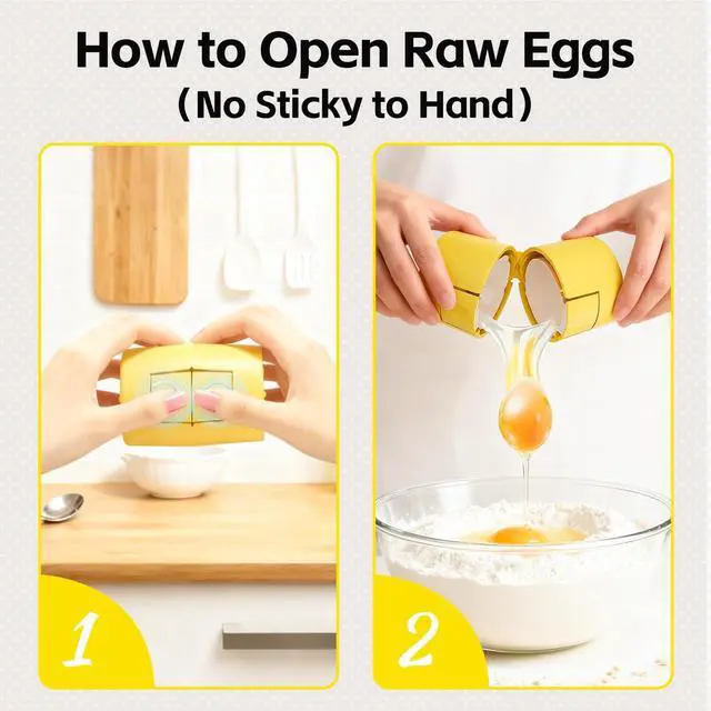 Alt view image 5 of 7 - Innovative 2 in 1 Egg Shell Opener, Hard Boiled Egg Peeler Cracker with Piercer, Cute Egg Separator for Raw Eggs, Home Kitchen Gadgets Tool