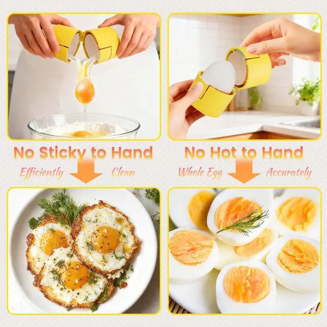 Alt view image 6 of 7 - Innovative 2 in 1 Egg Shell Opener, Hard Boiled Egg Peeler Cracker with Piercer, Cute Egg Separator for Raw Eggs, Home Kitchen Gadgets Tool