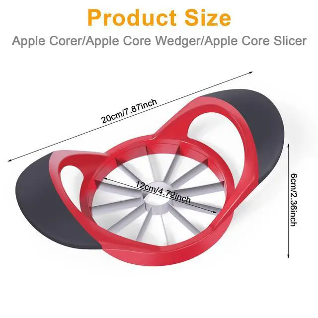 Alt view image 2 of 7 - 4.72 Inch 12 Super Sharp Stainless Steel Blades Apple Slicer, Corer and Divider, 1 Super Sharp Peeler, 2 Fruit Forks and 1 Orange Citrus Peeler Tool, Red
