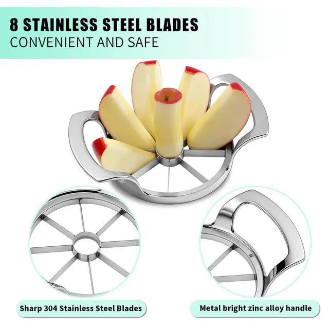 Alt view image 5 of 7 - Blade Fruit Slicer, Smooth Cut Apple Slicer Corer with Mirrored Handle