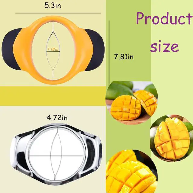 Alt view image 5 of 7 - Mango Peeler Mango Slicer Peeler and Pit Remover Tool Mango Splitter Fruit Slicer Cutter Pitter Non-Slip Silicon Ergonomic Handles