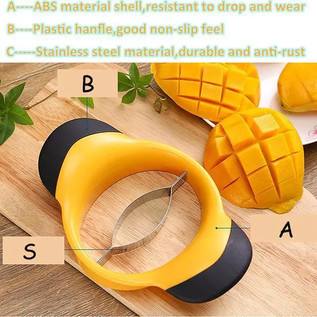 Alt view image 4 of 7 - Mango Peeler Mango Slicer Peeler and Pit Remover Tool Mango Splitter Fruit Slicer Cutter Pitter Non-Slip Silicon Ergonomic Handles