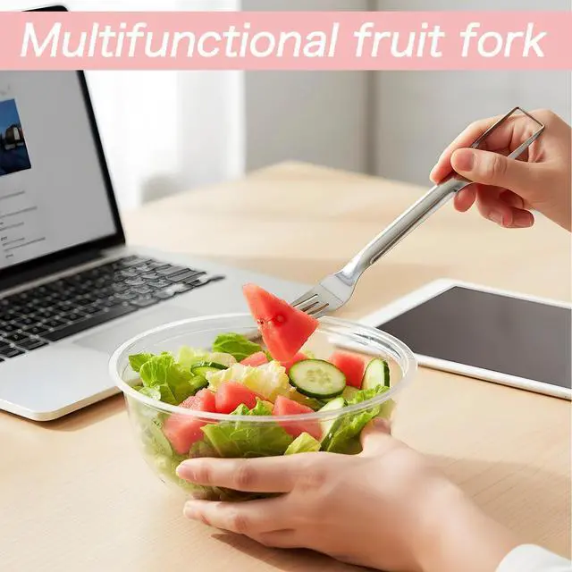 Alt view image 6 of 7 - 2pcs Watermelon Cutter Slicer 2-in-1 Stainless Steel Fruit Cutter Watermelon Fork Slicer Portable Tool for Home Party Camping Kitchen Gadget Dual Heads Fruit Forks for Salad BBQ