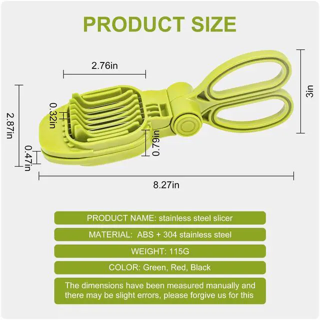 Alt view image 3 of 7 - Fruit Slicer, Strawberry, Banana, Kiwi Cutter, Egg Slicer for Hard Boiled Eggs, for Soft Fruit Sausages, Cucumbers, Mushroom Cutter, Rapid & Safe Slicing Kitchen Gadgets (Green)