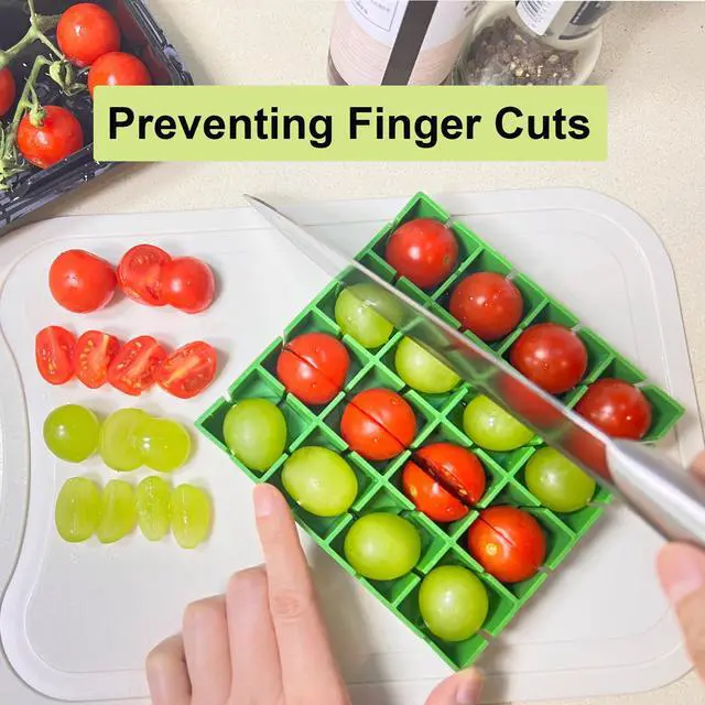 Alt view image 4 of 7 - Grapes Cherry Tomatoes Cutter Slicer Half or Quarter Cutting 16Pcs at a Time, Food Grade Material, Dishwasher Safe, Fruit Container Holder Cutter for Salad Kids Baby Toddlers' Snacks