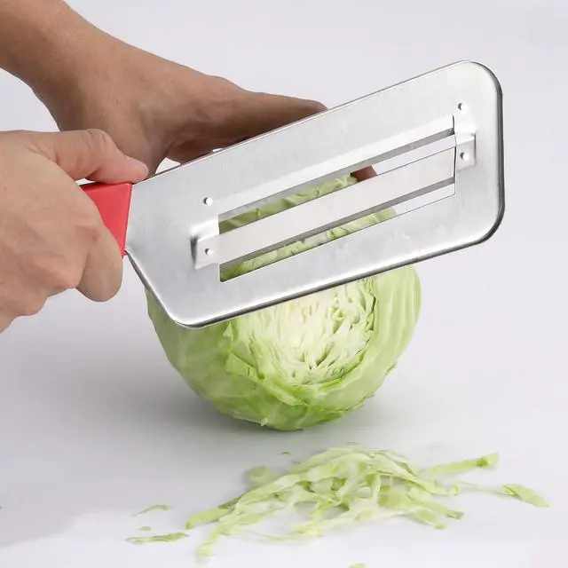 Alt view image 3 of 6 - Cabbage Chopper Shredder, 2 Pack Cabbage Cutter Knife Kitchen Slicer Sauerkraut Cutter Coleslaw Grater, Sharp Stainless Steel Blades, Black & Red Handle