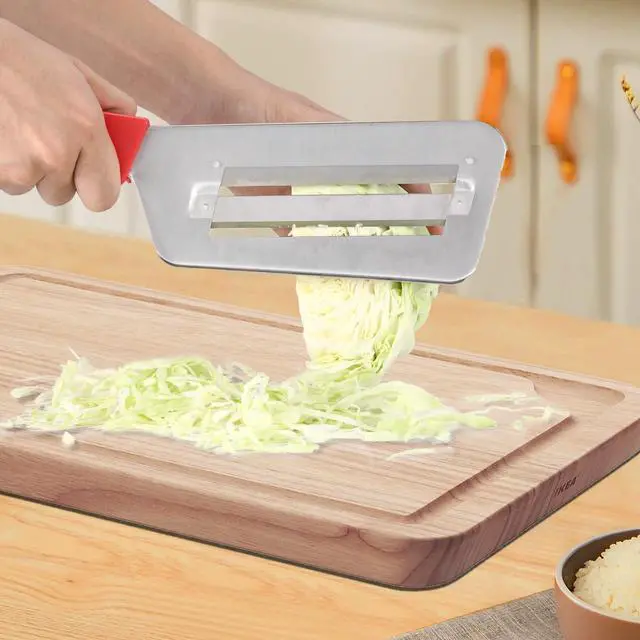 Alt view image 4 of 6 - Cabbage Chopper Shredder, 2 Pack Cabbage Cutter Knife Kitchen Slicer Sauerkraut Cutter Coleslaw Grater, Sharp Stainless Steel Blades, Black & Red Handle