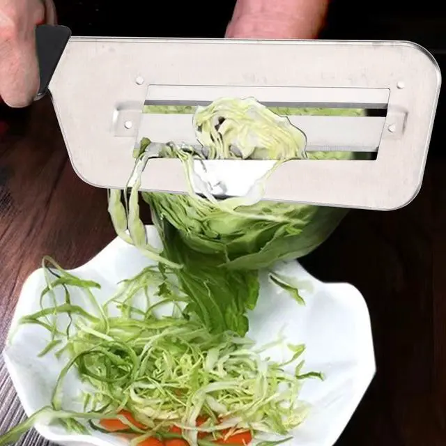 Alt view image 5 of 6 - Cabbage Chopper Shredder, 2 Pack Cabbage Cutter Knife Kitchen Slicer Sauerkraut Cutter Coleslaw Grater, Sharp Stainless Steel Blades, Black & Red Handle
