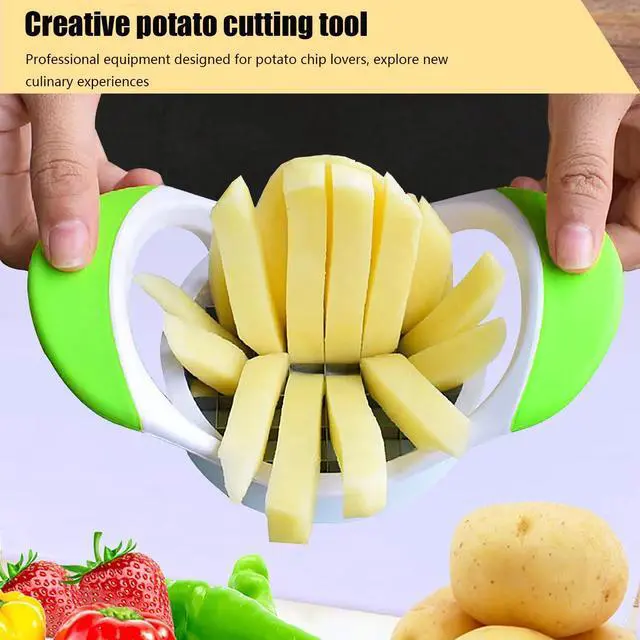 Alt view image 3 of 7 - Crinkle Cutter, Stainless Steel Wavy Chopper Slicer Vegetable Salad Garnishing Tools with Cleaning Brush, Fry Cutter for Potatoes (3-piece Set)