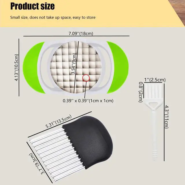 Alt view image 2 of 7 - Crinkle Cutter, Stainless Steel Wavy Chopper Slicer Vegetable Salad Garnishing Tools with Cleaning Brush, Fry Cutter for Potatoes (3-piece Set)