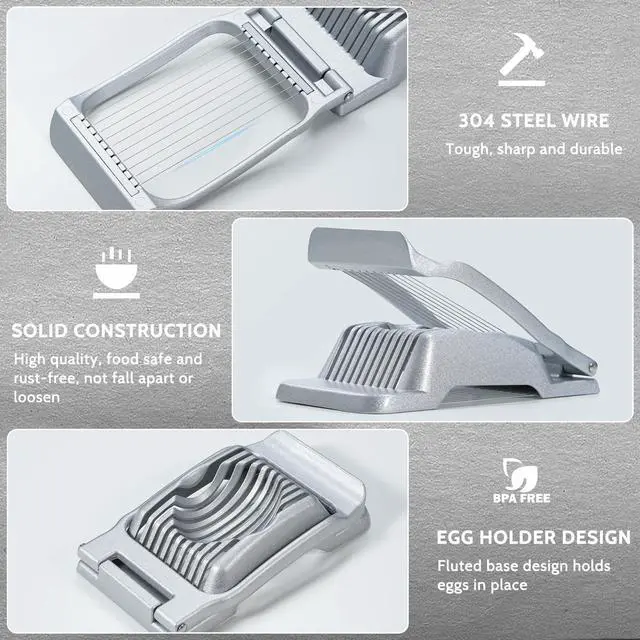 Alt view image 3 of 7 - Stainless Steel Wire Egg Slicer for Hard Boiled Eggs & Strawberry Soft Food