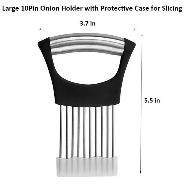Alt view image 2 of 7 - Large Onion Holder for Slicing, Stainless Steel Onion Slice Holder Lemon Slicer Cutter for Slicing, Food Slicer Vegetable Chopper Cutter Assistant Tool forSlicing Meat Lemon Potato Tomato (10Pin-1Pcs)