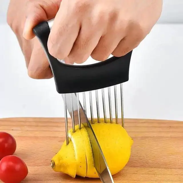 Alt view image 5 of 7 - Large Onion Holder for Slicing, Stainless Steel Onion Slice Holder Lemon Slicer Cutter for Slicing, Food Slicer Vegetable Chopper Cutter Assistant Tool forSlicing Meat Lemon Potato Tomato (10Pin-1Pcs)