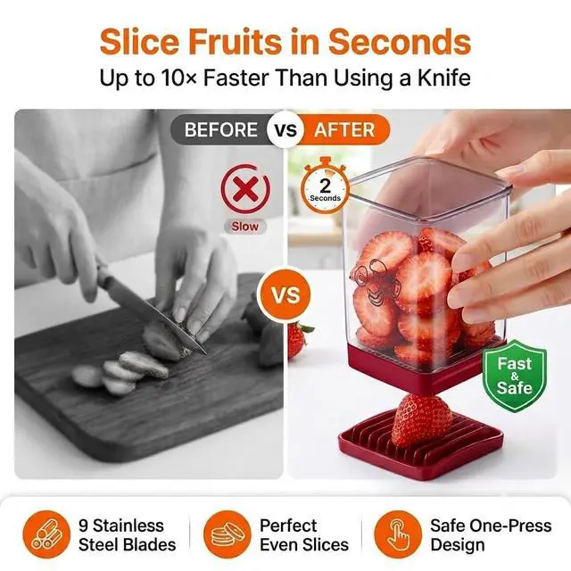 Alt view image 2 of 7 - Fruit Cutter and Chopper Cup Slicer for Strawberry, Grape, Banana, Mushroom, Kitchen Gadget for Fruits and Vegetables, Compact Slicing Tool