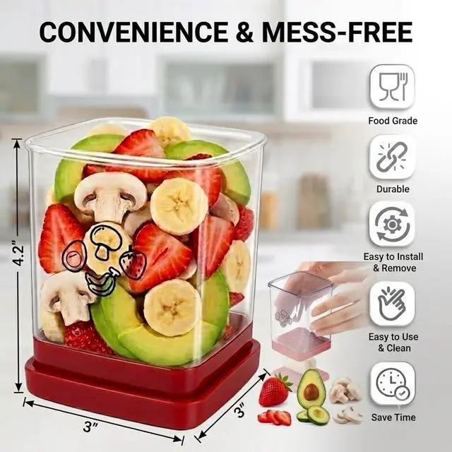 Alt view image 3 of 7 - Fruit Cutter and Chopper Cup Slicer for Strawberry, Grape, Banana, Mushroom, Kitchen Gadget for Fruits and Vegetables, Compact Slicing Tool