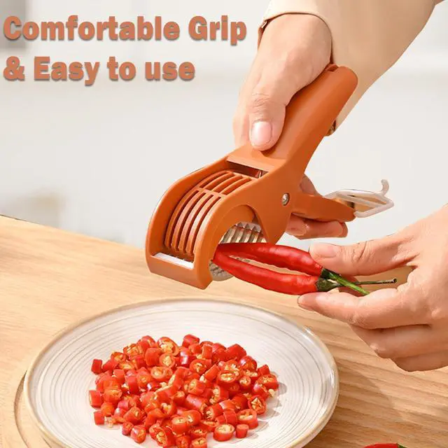 Alt view image 3 of 6 - Multifunctional Fruit and Vegetable Slicer, Cucumber Divider, Press & Cut, Stainless Steel Blades, Ideal for Bananas, Cucumbers, Carrots, Peppers, Sausages (Green)