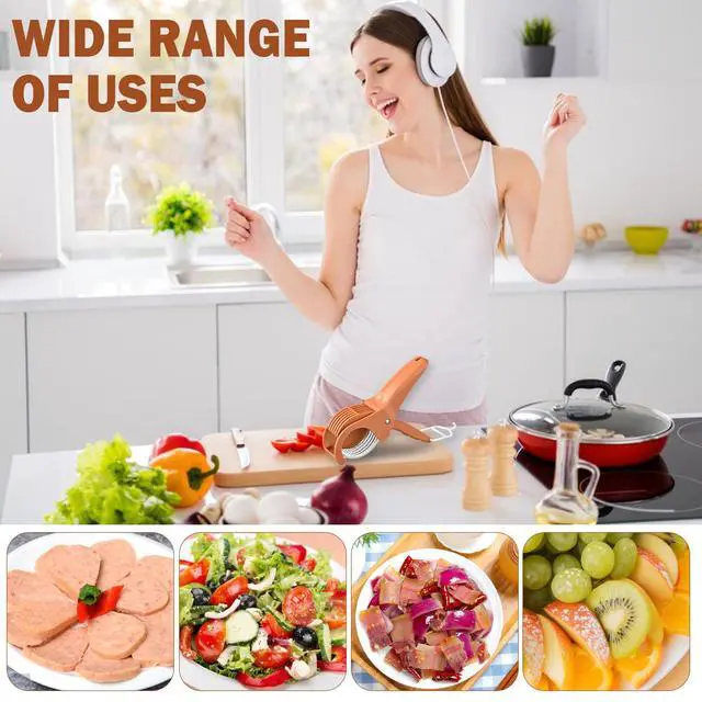 Alt view image 6 of 6 - Multifunctional Fruit and Vegetable Slicer, Cucumber Divider, Press & Cut, Stainless Steel Blades, Ideal for Bananas, Cucumbers, Carrots, Peppers, Sausages (Green)