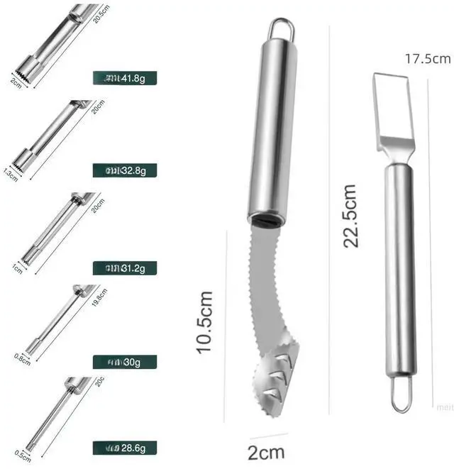 Alt view image 4 of 5 - Fruit and Vegetable Corer Tool, Multi-Function Stainless Corer and Pitter Remover Set for Apple, Chili Kernel Remover Fruit Slicer for Kitchen