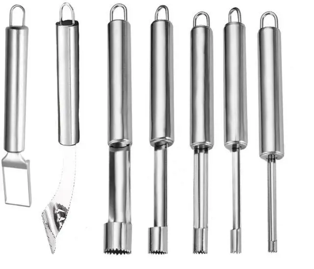 Alt view image 5 of 5 - Fruit and Vegetable Corer Tool, Multi-Function Stainless Corer and Pitter Remover Set for Apple, Chili Kernel Remover Fruit Slicer for Kitchen