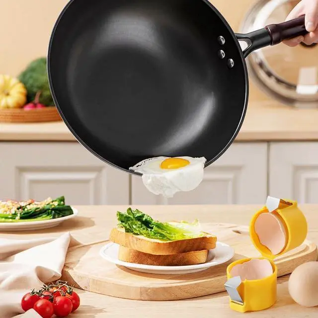Alt view image 4 of 7 - 2Pcs Egg Shell Opener, 2025 New Egg Cracker Tool for Raw Eggs, Hard Boiled Egg Peeler Egg Cube Egg Separator Handheld, Stainless Steel Eggshell Breaker Egg Shell Cutter Kitchen GadgetsOrange+Yellow
