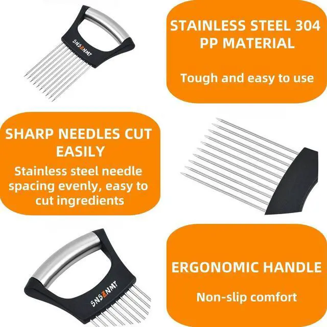 Alt view image 5 of 7 - Onion Holder for Slicing, Upgrade Stainless Steel Onion Slicer Holder Lemon Slicer Vegetable Cutter, Assistant Tool for Slicing Fruit, Potato, Tomato and Meat (2 Pack)
