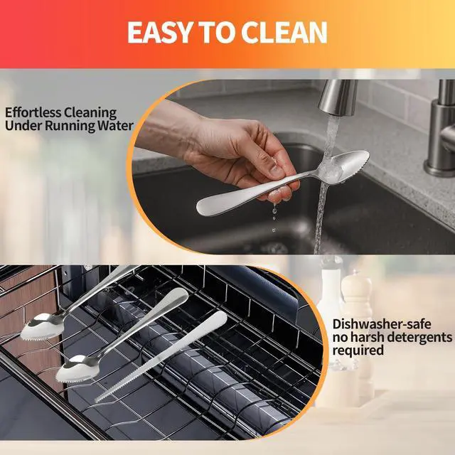 Alt view image 5 of 7 - Grapefruit Spoon & Knife Set,Stainless Steel Grapefruit Spoon Utensil With Serrated Edge,Silver Kitchen Tool,Multi-Use for Citrus, Kiwi,Dessert, Avocado & More (3 PCS)