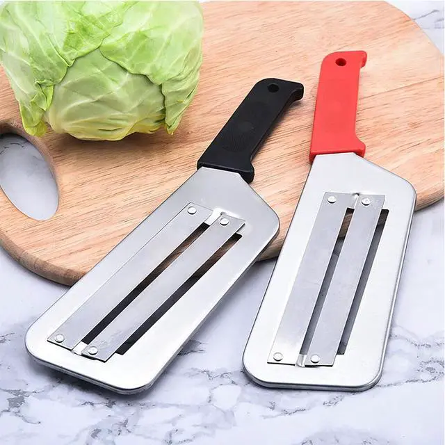 Alt view image 4 of 7 - 2 Pack Stainless Steel Cabbage Shredder with Dual Blades, Professional Vegetable Slicer for Coleslaw & Sauerkraut, Kitchen Lettuce Cutter Tool (Black+Red