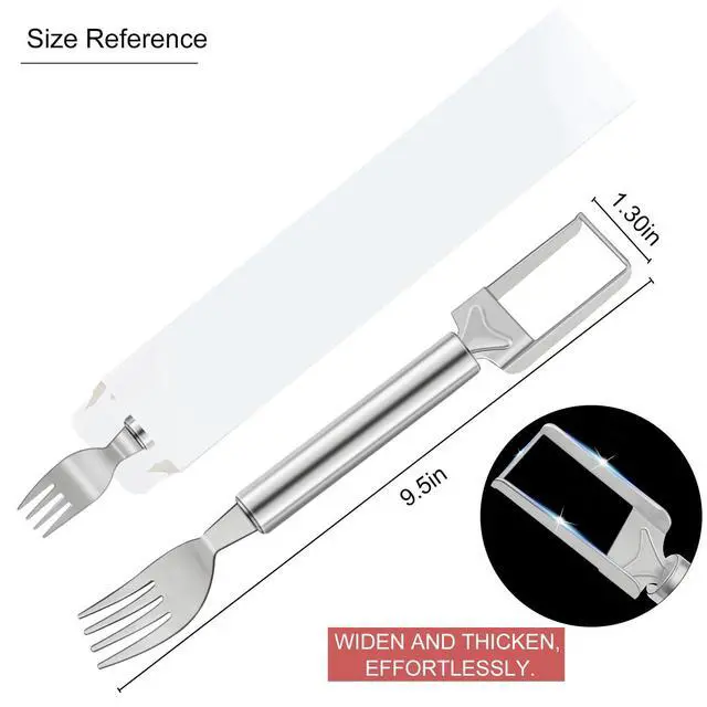 Alt view image 5 of 7 - 2-in-1 Watermelon Slicer & Fork Stainless Steel Fruit Cutter Tool for Watermelon, Mango, Pitaya Portable for Camping, Picnics, Home, Parties Effortless Cubes & No Mess