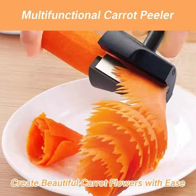 Alt view image 2 of 7 - Pcs Fruit Carving Tools Set Carrot Sharpener Vegetable Curler Peeler Spiral Cutter Shredder Tool for Garnishing Design Cutting Slicer Shaver for Carrots Fruits Vegetables(Black)