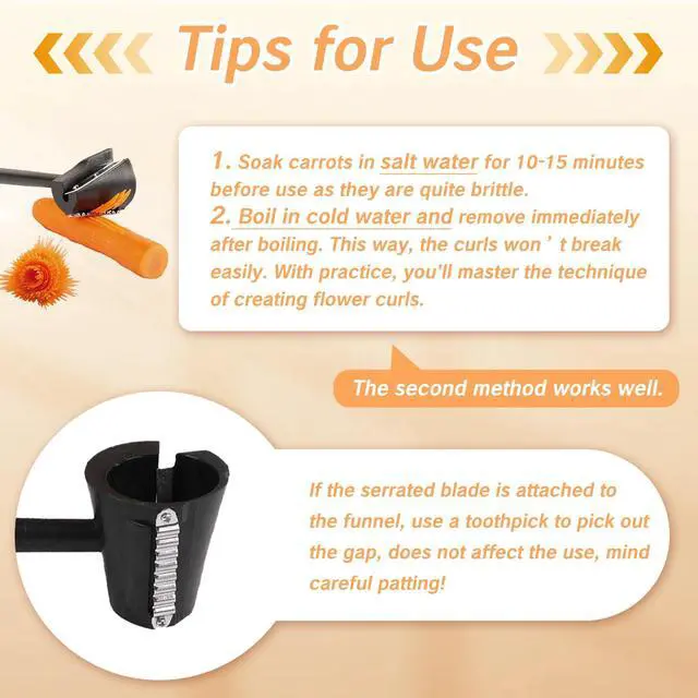 Alt view image 5 of 7 - Pcs Fruit Carving Tools Set Carrot Sharpener Vegetable Curler Peeler Spiral Cutter Shredder Tool for Garnishing Design Cutting Slicer Shaver for Carrots Fruits Vegetables(Black)