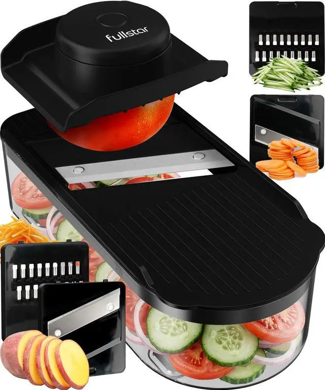 Main image of Essential Mandoline Slicer for Kitchen - Space-Saving 2-in-1 Fruit Cutter, Cucumber Slicer, Julienne Peeler