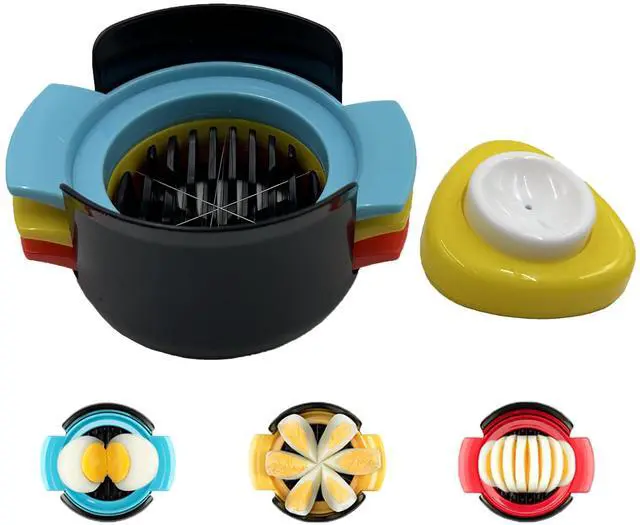 Main image of 3-in-1 Egg Slicer for Hard Boiled Eggs, Strawberry, Banana & Avocado Stainless Steel Cutter with Piercer, Multi-functional Kitchen Tool for Salad, Sandwich, Breakfast & Charcuterie