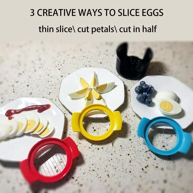 Alt view image 2 of 7 - 3-in-1 Egg Slicer for Hard Boiled Eggs, Strawberry, Banana & Avocado Stainless Steel Cutter with Piercer, Multi-functional Kitchen Tool for Salad, Sandwich, Breakfast & Charcuterie