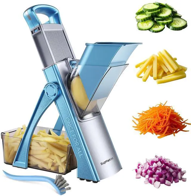 Main image of Upgrade Safe Mandoline Slicer Plus, Vegetable Chopper, Potato Slicer, Food Slicer Onion Chopper, Fry Cutter, Veggie Salad Dicer Kitchen Chopping Artifact Gifts (Blue)