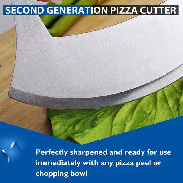 Alt view image 4 of 7 - Pizza Cutter Stainless Steel Ulu knife Razor Sharp Rocker Slicer Cutter Mincing Mezzaluna Knife Salad Vegetable Chopper with Upgraded Ergonomic Anti-Slip Handle