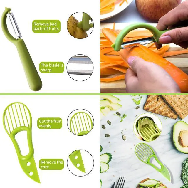Alt view image 6 of 7 - 5Pcs Melon Baller Scoop Set, 4 in 1 Stainless Steel Fruit Scooper Seed Remover Cutter, Double Sided Melon Baller Spoon, Avocado Cutter, Watermelon Carving Knife for Dig Pulp Separator Fruit Slicer