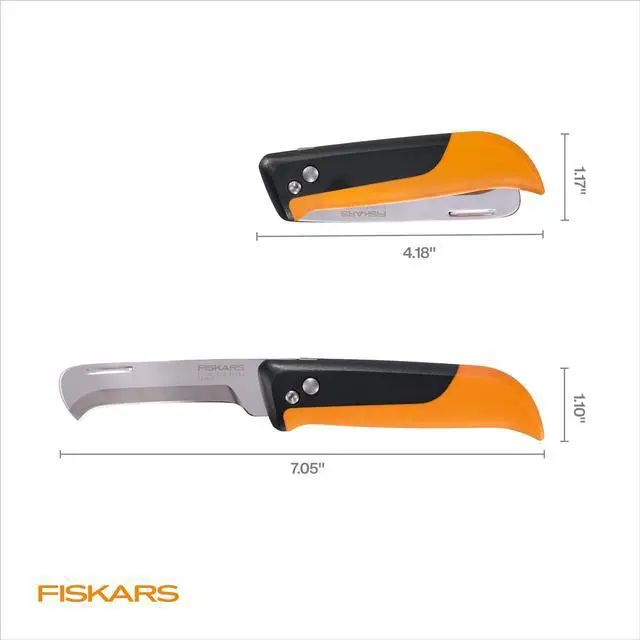 Alt view image 6 of 6 - Folding Produce Knife, Gardening Tool for Harvesting Produce with Foldable Ergonomic Design, Stainless Steel Curved Blade, Orange