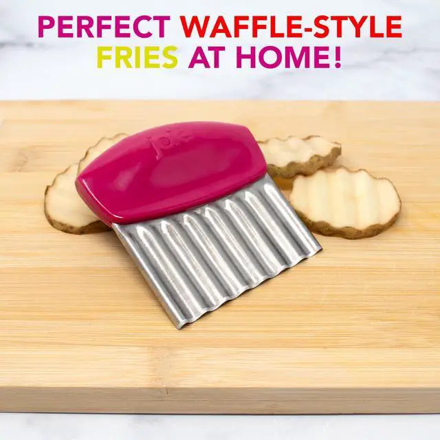 Alt view image 7 of 7 - Crinkle Cutter Knife, Wavy Slicer for Potatoes, Vegetables and Fruits, Great for Kids First Cutting Tool, Fun Kitchen Gadget, Stainless Steel, BPA-Free, Colors May Vary