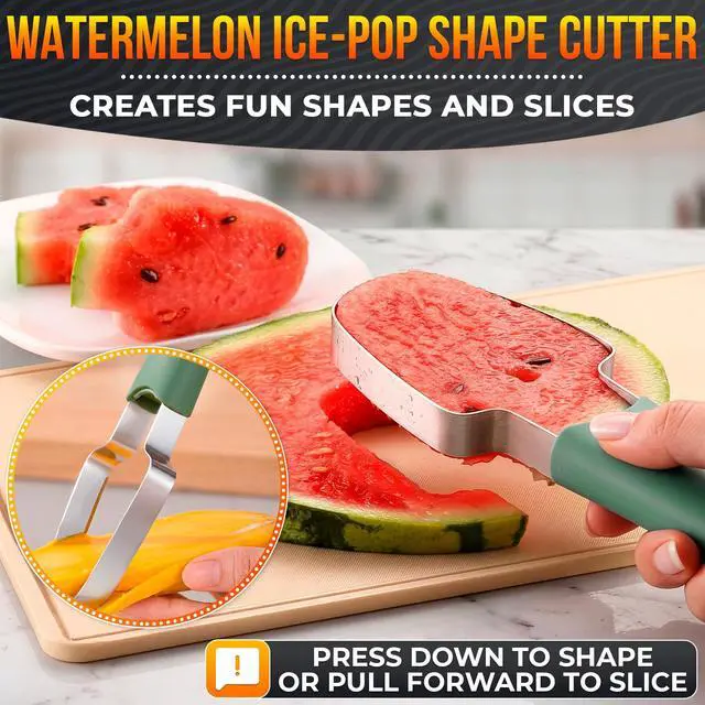 Alt view image 5 of 7 - 3-in-1 Watermelon Slicer Tool Stainless Steel Portable, Mess-Free Multi-Use Kitchen Gadget for Summer Picnic, BBQ, Pool Party, Family Hosting, Hostess Gift Idea Watermelon Cutter Slicer Tool Kit