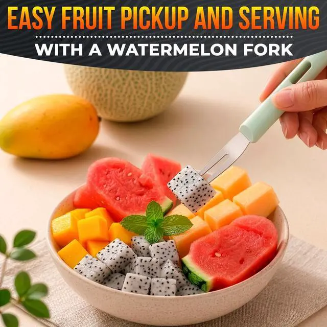 Alt view image 7 of 7 - 3-in-1 Watermelon Slicer Tool Stainless Steel Portable, Mess-Free Multi-Use Kitchen Gadget for Summer Picnic, BBQ, Pool Party, Family Hosting, Hostess Gift Idea Watermelon Cutter Slicer Tool Kit