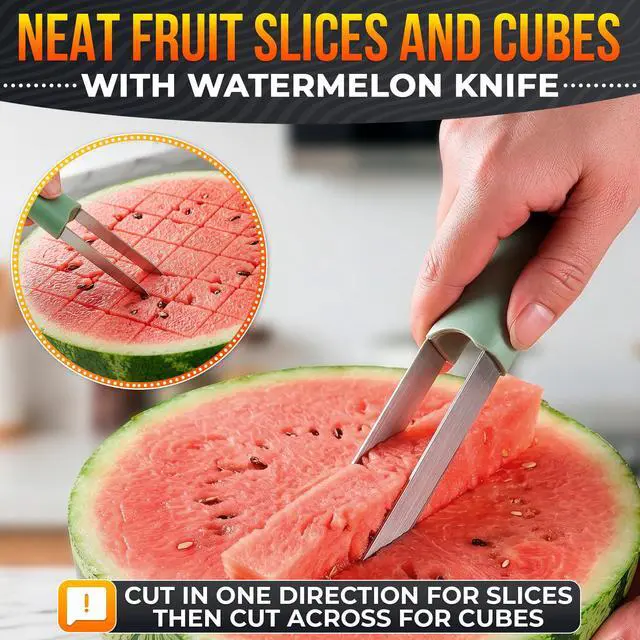 Alt view image 6 of 7 - 3-in-1 Watermelon Slicer Tool Stainless Steel Portable, Mess-Free Multi-Use Kitchen Gadget for Summer Picnic, BBQ, Pool Party, Family Hosting, Hostess Gift Idea Watermelon Cutter Slicer Tool Kit
