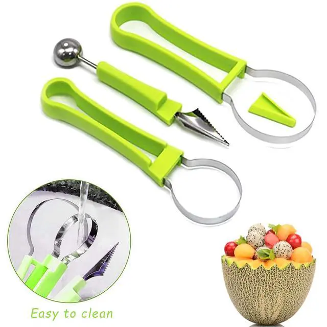 Alt view image 5 of 7 - 12-Pack Watermelon Cutter Set, 4-in-1 Fruit Cutter Shapes, Stainless Steel Slicer, Melon Baller, Seed Remover, Peeler, Kitchen Gadgets for Easy Fruit Preparation and Perfectly Shaped Fruit