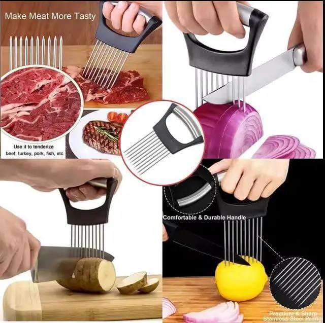 Alt view image 5 of 6 - Onion Holder for, Lemon Slicer Onion Cutter for Slicing, Vegetable Cutter for Potato and Tomato, Avocados, Eggs, Food Slicer Assistant Tool for Slicing Fruit Lemon and Meat