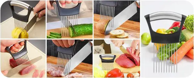 Alt view image 4 of 6 - Onion Holder for, Lemon Slicer Onion Cutter for Slicing, Vegetable Cutter for Potato and Tomato, Avocados, Eggs, Food Slicer Assistant Tool for Slicing Fruit Lemon and Meat