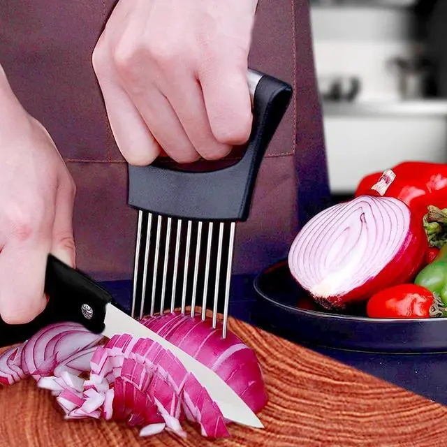 Alt view image 6 of 6 - Onion Holder for, Lemon Slicer Onion Cutter for Slicing, Vegetable Cutter for Potato and Tomato, Avocados, Eggs, Food Slicer Assistant Tool for Slicing Fruit Lemon and Meat