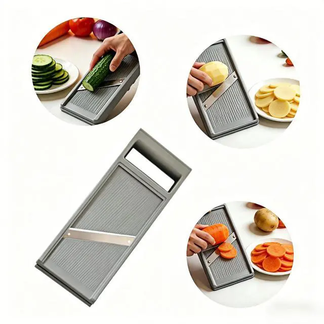 Alt view image 2 of 7 - Handheld vegetable Slicer Potato Slicer: Suitable for Potatoes, Carrots, Zucchini, Cucumbers, Onions, Eggplants, Suitable for Making Potato Chips and Using Vegetable French (Grey)