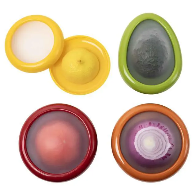 Alt view image 2 of 3 - Food Saver Set, Reusable Food Storage Stretch Pods Ideal for Avocados, Tomatoes, Onions, and Lemons, Stores Leftover Half For Fresh Keeping