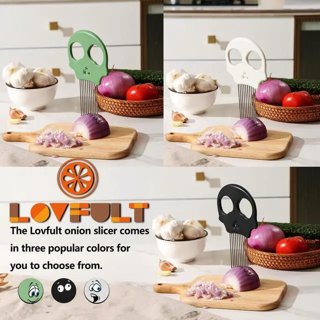Alt view image 6 of 6 - Stainless Steel Onion Cutter Multi-Function Vegetable Cutter & Herb Stripper for Avocados, Eggs, Tomatoes, Potatoes (Green)