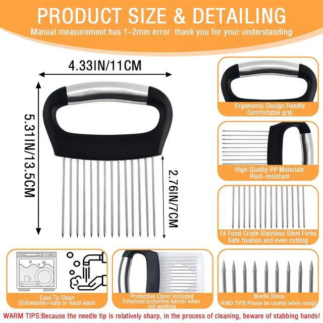 Alt view image 4 of 7 - Holder for Slicing,1PCS Stainless Steel Onion Slicer Holder,Onions Cutter,Vegetable Chopper,Lemon Slicer,Food Slicer Assistant Tool for Tomato,Potato,Avocados,Eggs,Fruit and Meat,Kitchen Gadgets