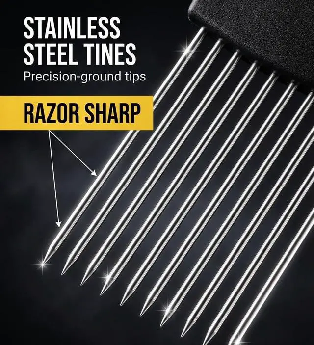 Alt view image 3 of 7 - Holder for Slicing 2026, Stainless Steel Onion Slicer & Cutter with Finger Guard, Ergonomic Anti-Slip Handle, Multi-Use Kitchen Tool for Tomato, Potato, Avocado, Egg, Lemon & Meat